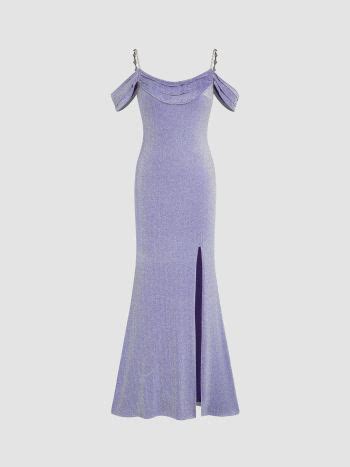 Magical moments lilac shmmer long dress